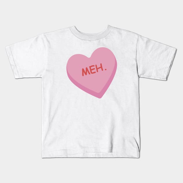 Funny Pink Candy Heart "Meh". Kids T-Shirt by burlybot